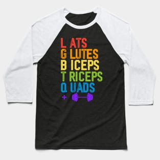 Lats Glutes Biceps Triceps Quads Lgbtq Baseball T-Shirt